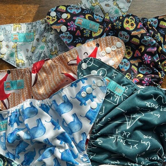 Alva Baby Reusable Cloth Diapers Adjustable 12 total Boys - Picture 4 of 8